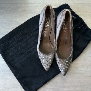 Pedro Garcia satin Heels with swarovski gemstones sz 37